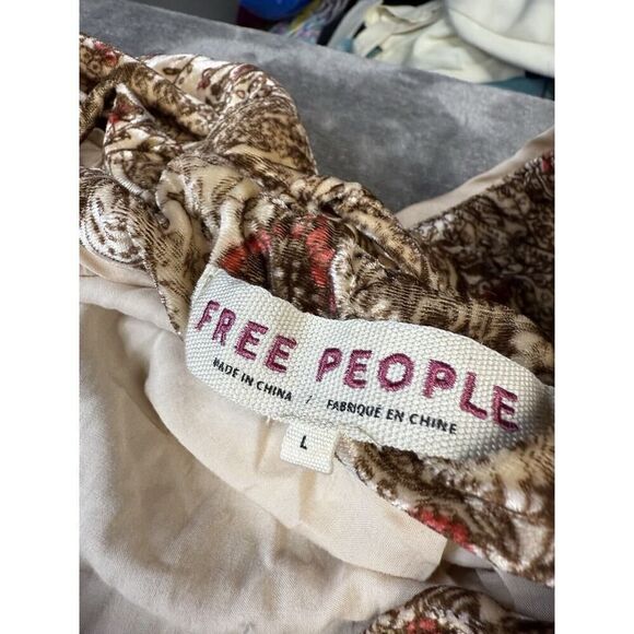 Free People Sweet Escape Boho Paisley Floral Printed Velvet Trench Duster Large - Picture 11 of 14